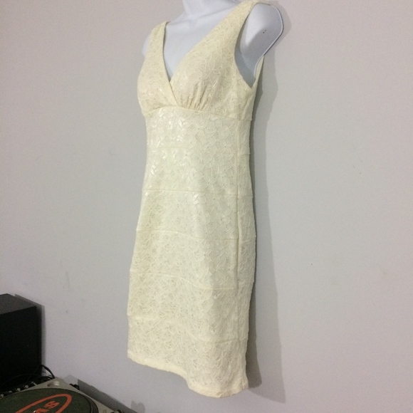 Valerie Bertinelli Sz 6 Ivory Floral Lace Dress - Picture 3 of 6